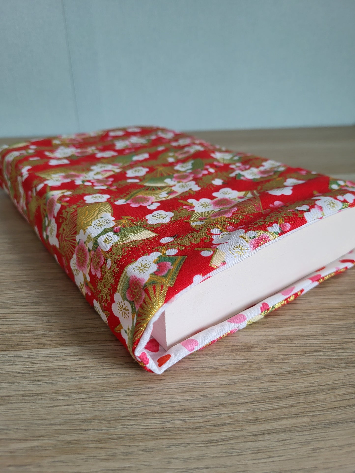 Housse de livre Rouge Fleur et coeur