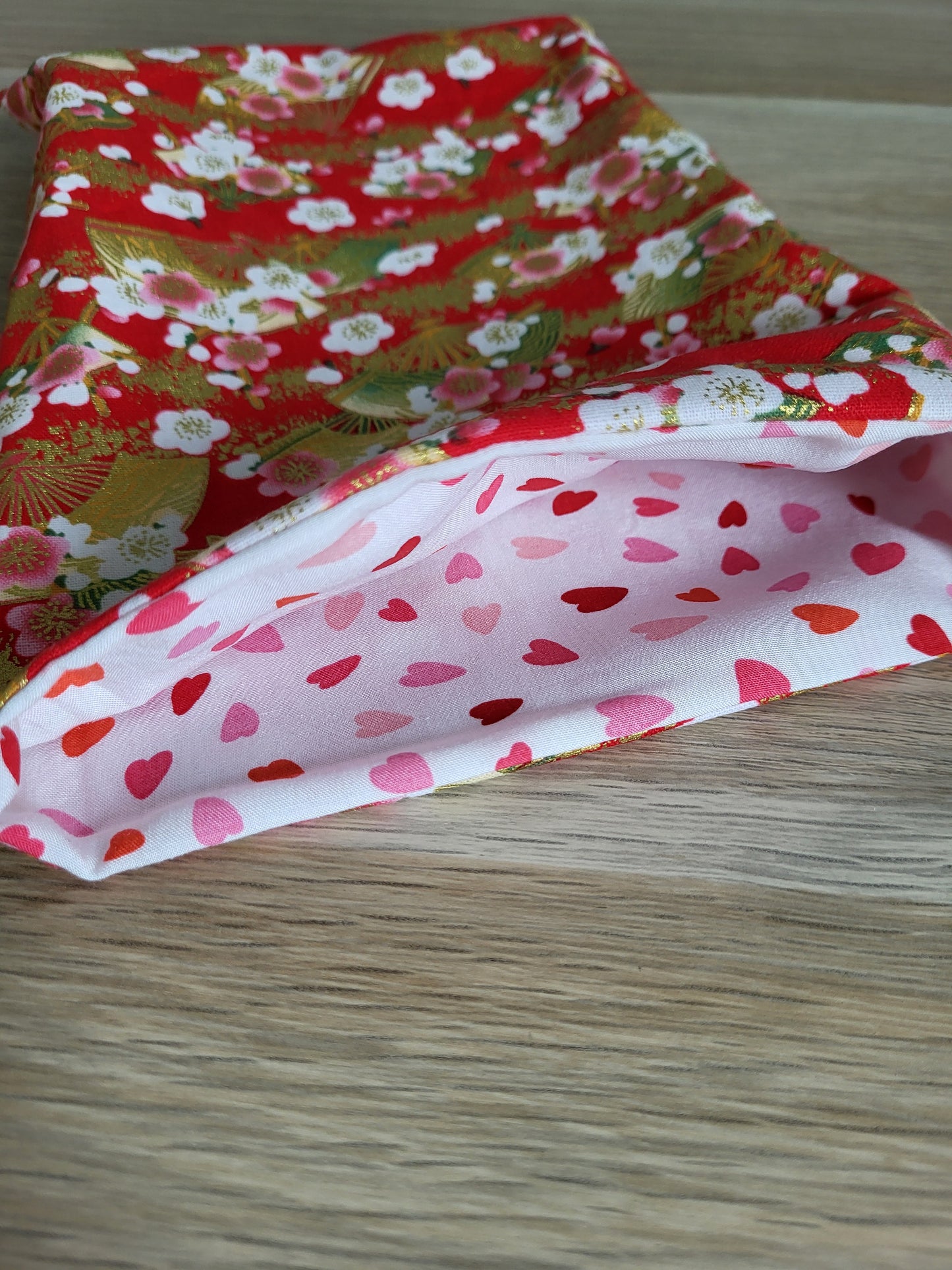 Housse de livre Rouge Fleur et coeur